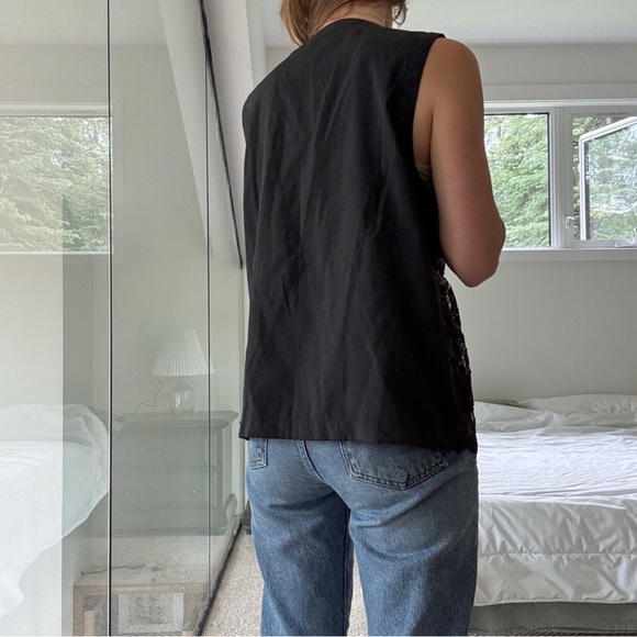 April Cornell Black Lace Vest Top 100% Cotton Size Large - Picture 5 of 12